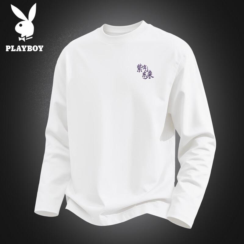 PLAYBOY Men's Long-Sleeve Casual Cotton T-Shirt