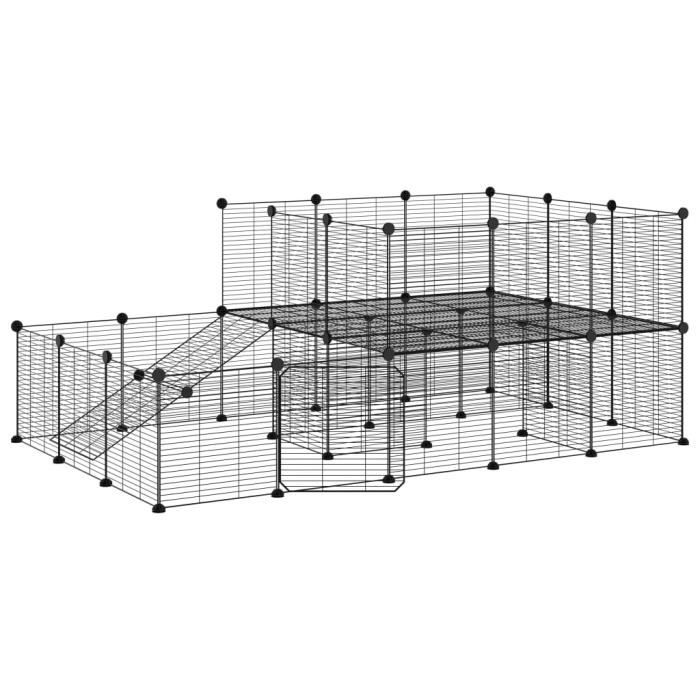 3114063 vidaXL Pet Cage 44 Panels and Door Black 35x35 Cm