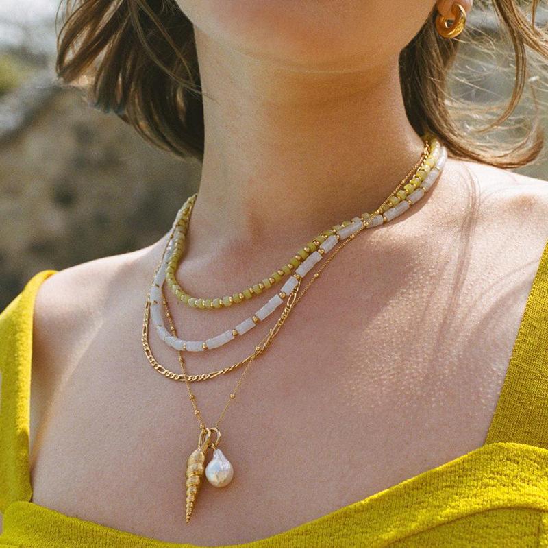 Handmade Beaded Necklace Versatile Women's Colorful Agate Multiple Layered Collar Chains