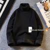 Men's Trendy High Neck Plus Velvet Sweater: Autumn/Winter Solid Color Knit Pullover