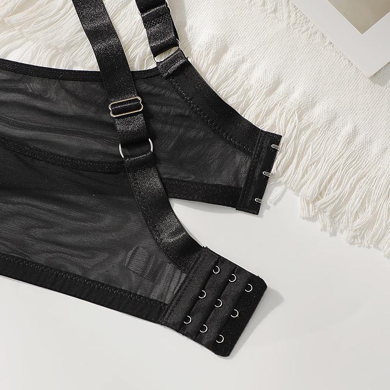 Black Lace Stitching Large Size Bra Without Mold Cup Large Size Underwear