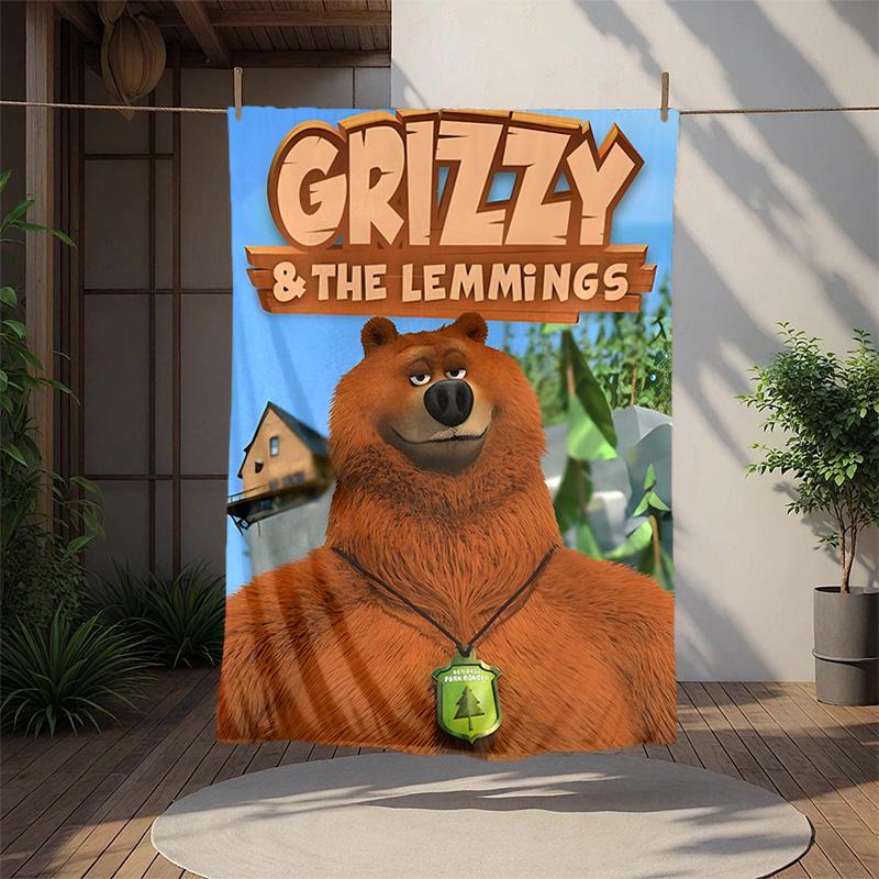 Grizzly Lemmings Flanelldecke Weich Warm Ganzjahresdecke, Design für Camping, Autoreisen, Wandern Sofa, Bett, Büro Perfektes Geschenk für Partys