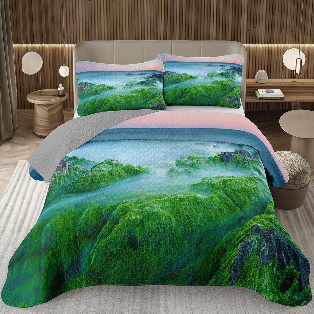 Tree Bedspread Nature Landscape Bedspreads for Boys Girls Reversible Grey Coverlet Set Modern Abstract Art Quilted Bedding Queen