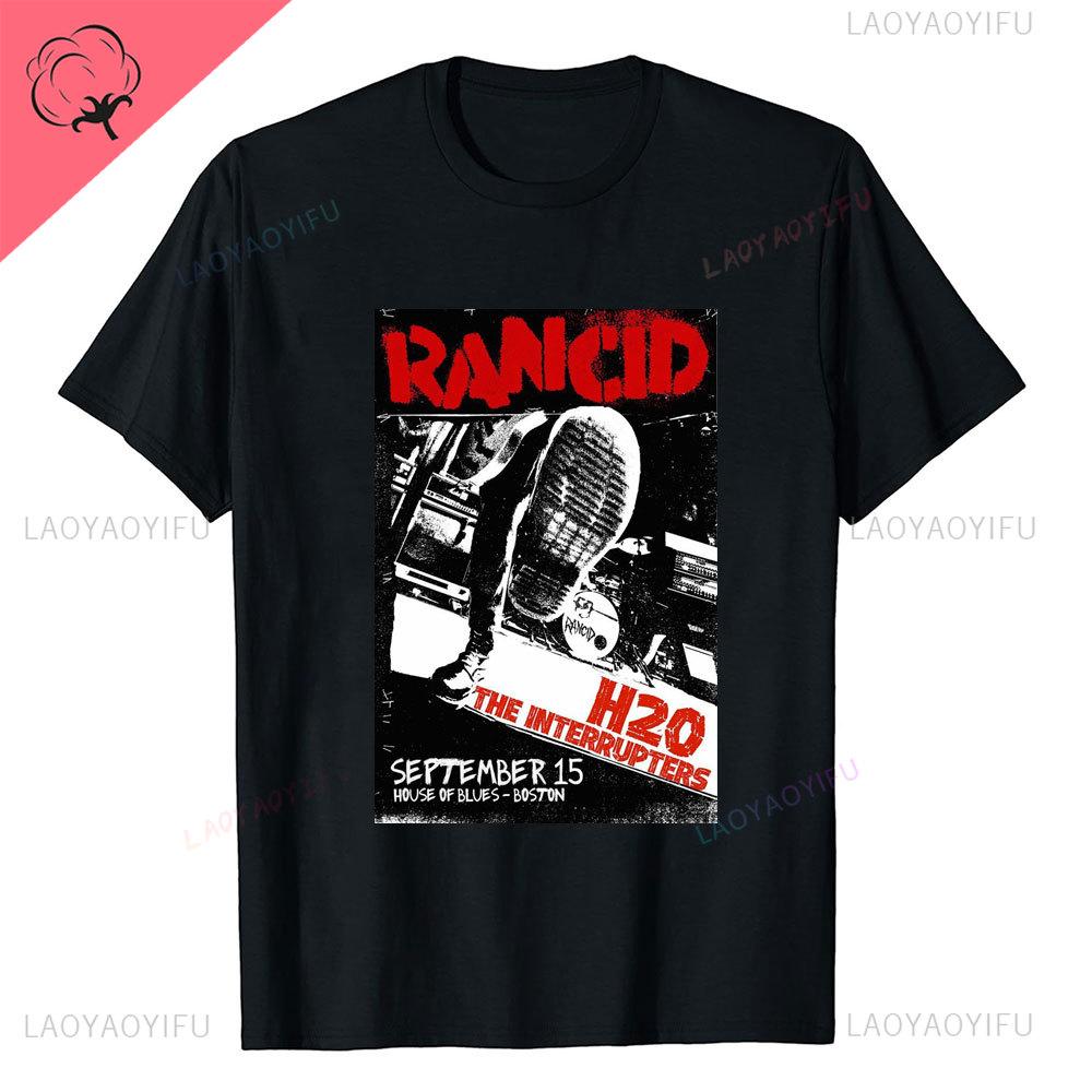 Rancid Band Short Sleeved Tshirt for Mens Summer American High Street Print Cool Pure Half Sleeves Trendy Printed Tshirt Top