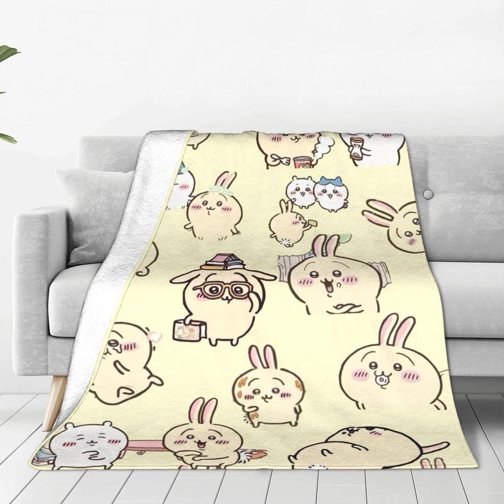 Cute Chiikawa Collection Warm Soft Blanket  Girls Boys Plush Throw Blanket Novelty Home Decor Flannel Bedspread Sofa Bed Cover