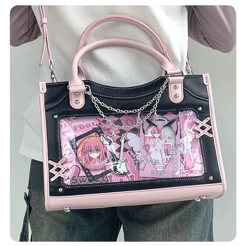 Bolsa Ita Linda Y2K para Chica Bolso Mensajero Transparente Moda Femenina Bolso de Hombro Cruzado Bolso Tote de Exhibición DIY para Dama Bolso de Mano Lolita