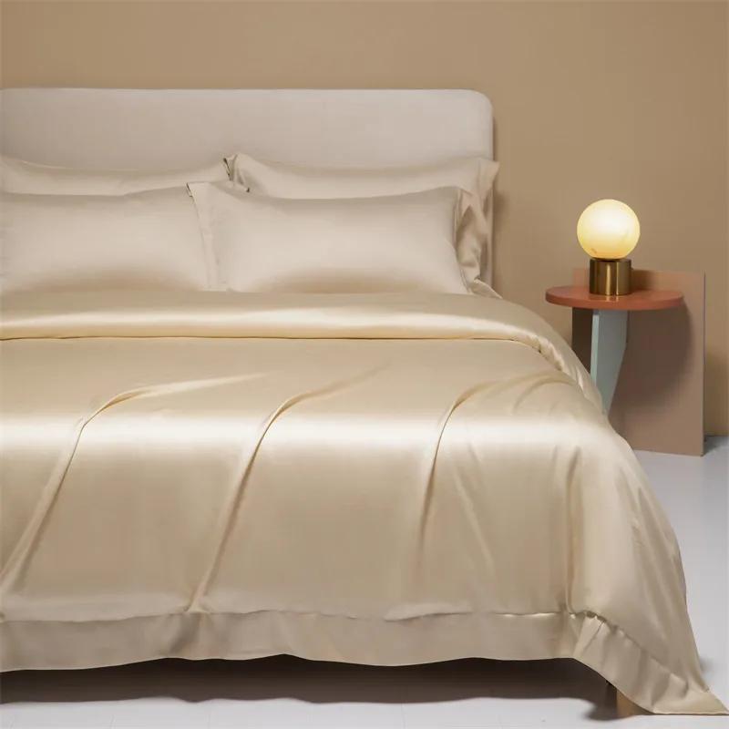 High-End 120S Natural Fabric Bedding Sets Summer Cooling Ice Silk Fitted Sheet Set Skin Friendly Comfortable Bedclothes For Home