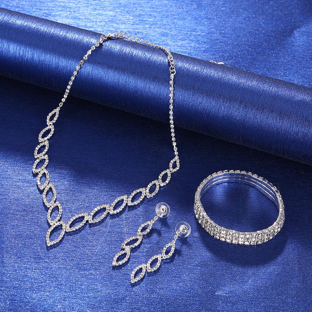Popular Jewelry, Wedding Photography Women's Necklace Accessories, Silver Earrings Necklace Bridal Jewelry Set