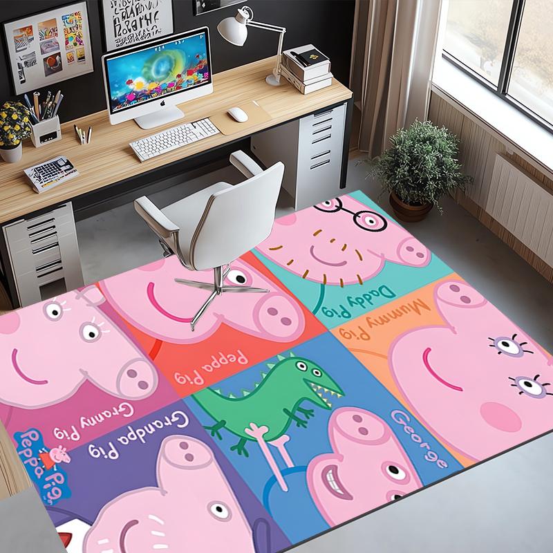 Peppa Pig Pattern Rug, Indoor/Outdoor Mat, for Picnic, Gameroom, Bedroom, Office, Living Room, Home Decor Carpet, Birthday Gift