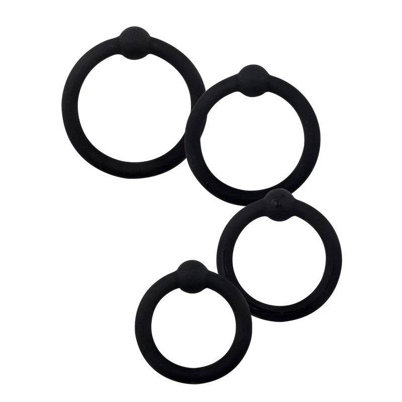 4-Piece Silicone Cock Ring Set for Delayed Ejaculation & Restraint