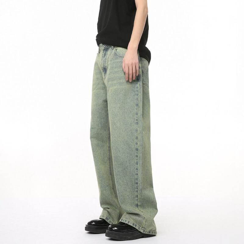 VOGUO RELAY Unisex Washed Wide-Leg Straight Jeans