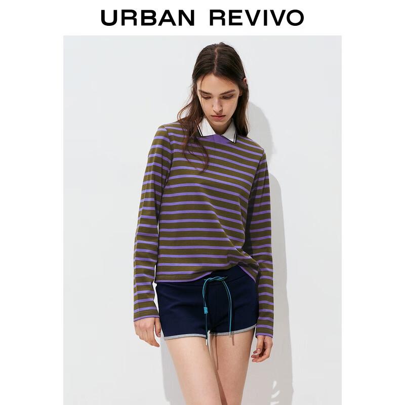 Women's Colorblock Striped Cotton Long Sleeve T-shirt