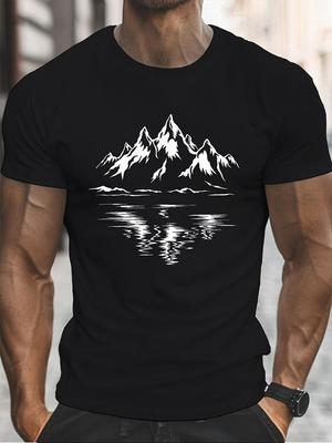 3D Mountain Print Men's T-shirt Summer Outdoor Comfortable Breathable Short-sleeved Top Outdoor Lovers Oversized Men's T-shirt