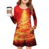 Christmas Day Girls' Long Sleeve Dress - Color Pocket Dress