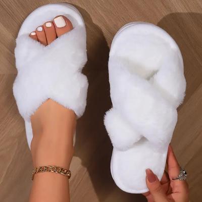 Χειμερινή σταυρωτή βελούδινη παντόφλα εσωτερικού χώρου Άνετα και ζεστά γούνινα παπούτσια με μαλακή σόλα Αντιολισθητικές παντόφλες δαπέδου σπιτιού