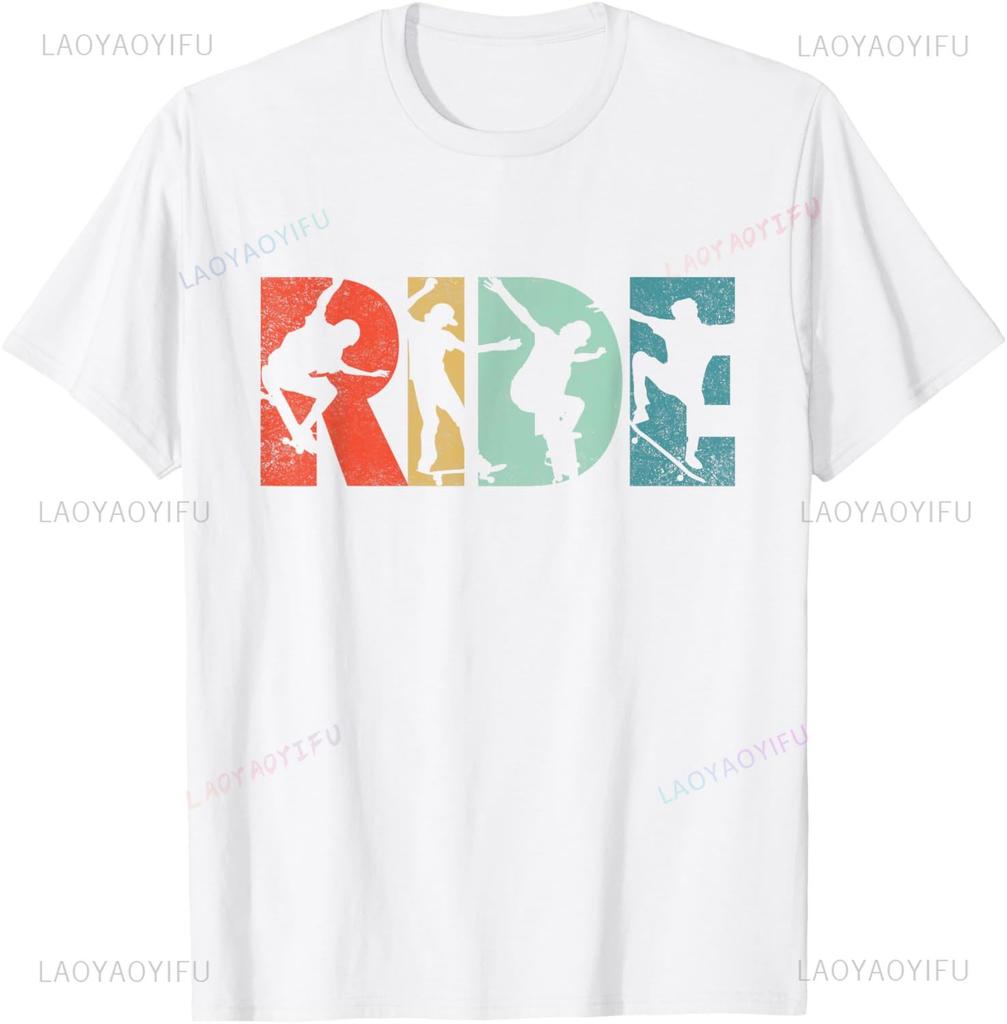 Skateboard Ride Skateboarding Vintage Gift for Skateboarder TShirt Unisex Summer Streetwear Tops Vintage T Shirt Camisas