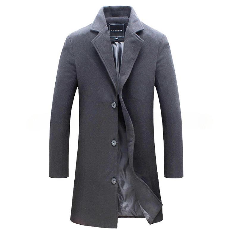 

Мужское пальто Мужская одежда Корейская версия Slim Fit Среднего и длинного тренча Мужская тканевая куртка M темно-серого
