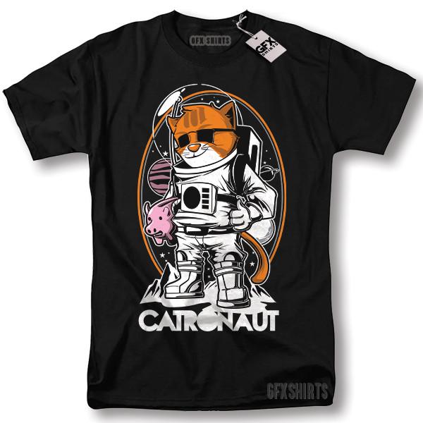Astronaut CatronauT-shirt Cat Space Galaxy Cool Gift Graphic T-shirt S