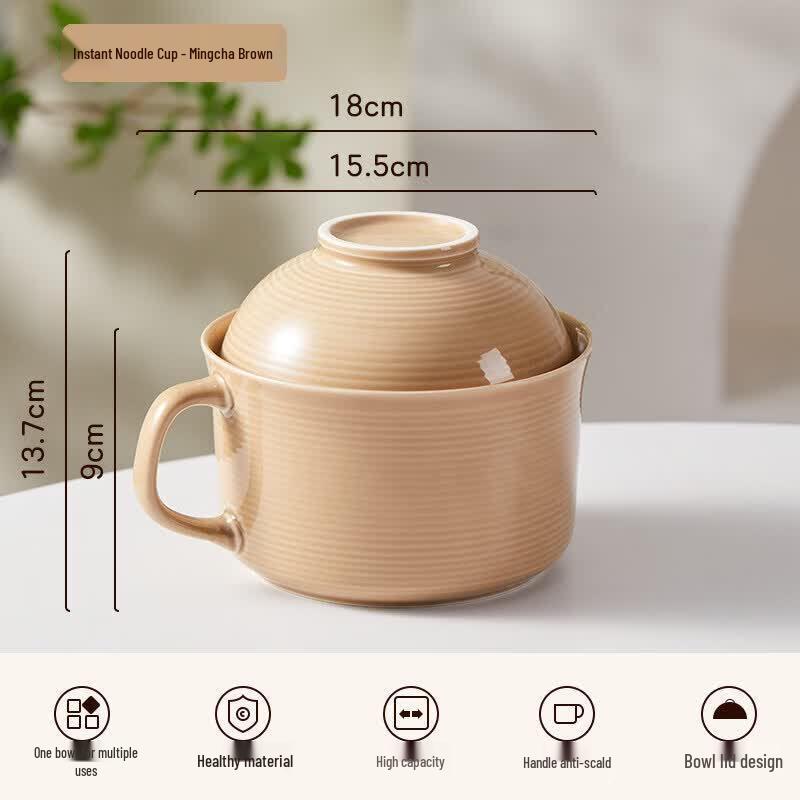 Ceramic Instant Noodle Bowl with Lid