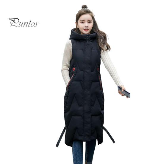 

Зимний женский жилет, утолщенный, с застежкой-молнией, с капюшоном, с декором на поясе, без рукавов, однотонный, ветрозащитный, сохраняющий тепло, уличный пуховик XXL чёрный