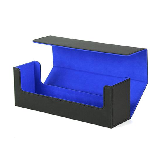 

Коробка для хранения карт из искусственной кожи, магнитная, большой емкости, игровой, многофункциональный, держатель для карт TCG, спортивный, игровой чёрный/синий