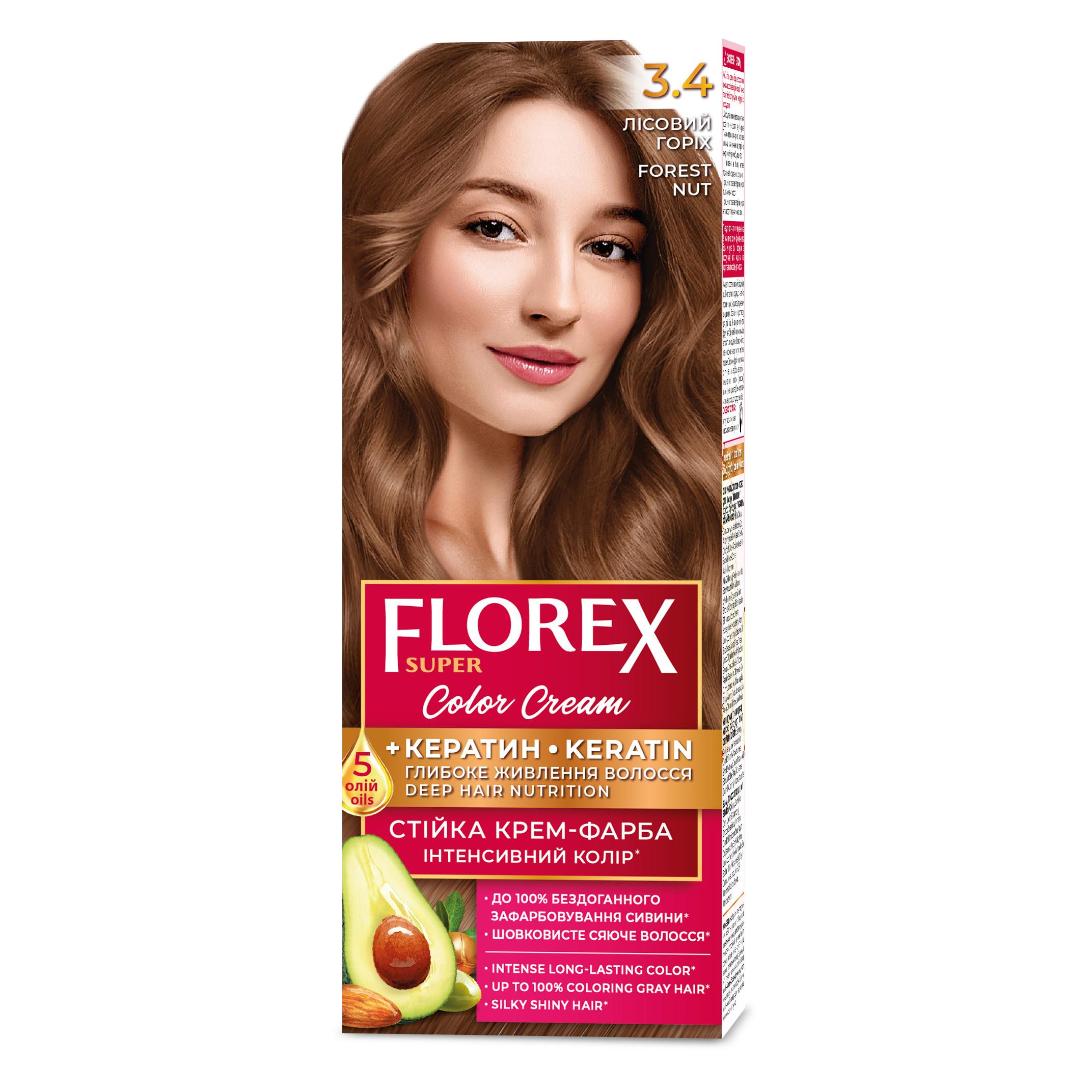 

Florex Super перманентний крем-фарба для волосся - Надає вашому волоссю глибоке живлення, Робить ваше волосся м яким і шовковисто-блискучим. Hazelnut 3.4