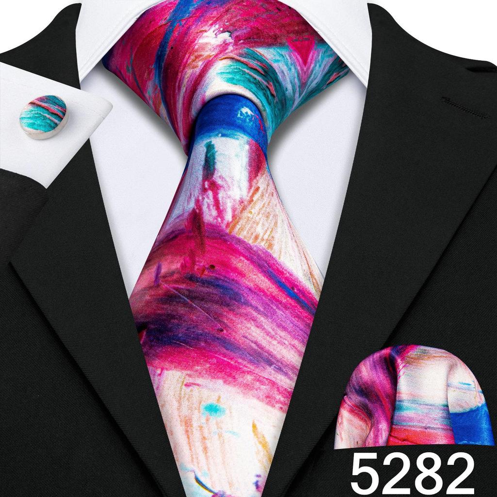 Barry.Wang férfi nyakkendő Paisley Jacquard selyem nyakkendő zseb négyzet alakú mandzsettagomb készlet