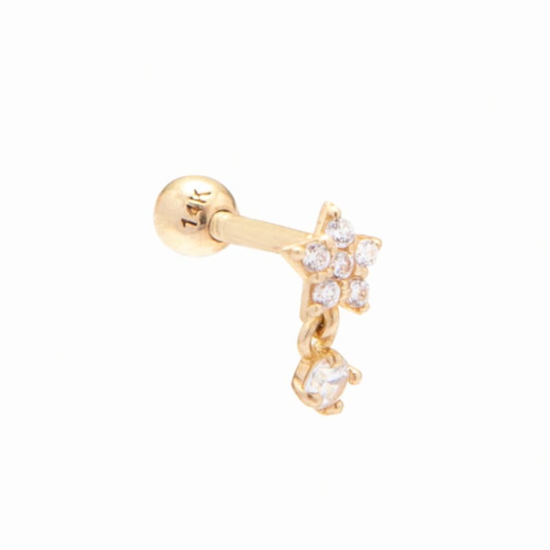 LUNNE 14k Star Cubic Drop Piercing (14K Gold) #W09