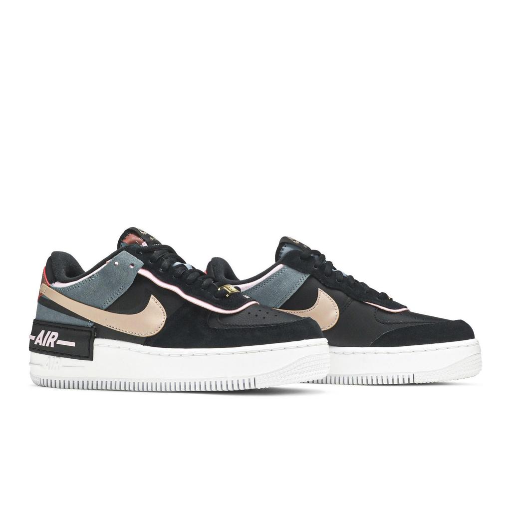 Nike Womens Air Force 1 Shadow 'Black Light Arctic Pink' (women's sizes) Black / Light Arctic Pink / Claystone Red / Metallic Red Bronze