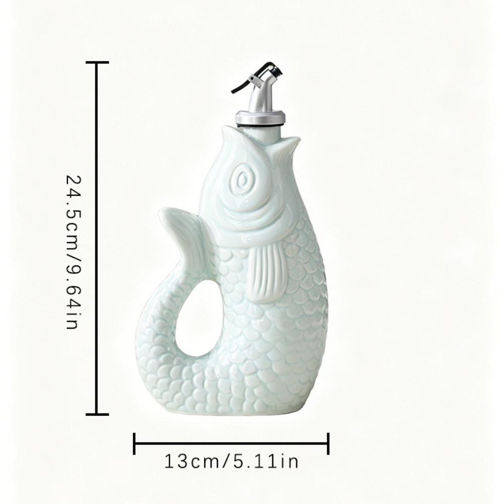 Fish-shaped Ceramic Vinegar Oil Bottle Seasoning Bottle Kitchen Olive Oil Bottle Soy Sauce Pot Kitchen Supplies Seasoning Tools