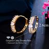 Fashion Brass Cubic Zircon Stone Small Round Circular White Gold Plated Hoop Earrings for Women Wedding Party Shiny Jewelry