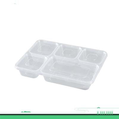 Disposable 5-Compartment Transparent Lunch Box