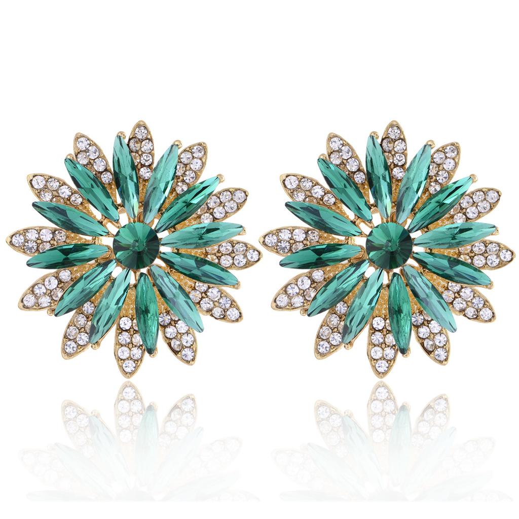 Luxury Rhinestone Flower Earrings Fashionable Exaggerated Studs Niche Design Elegant Party Jewelry For Women