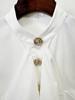 2025 European & American Fashion Slim Fit Ruffle White Long-Sleeve Shirt