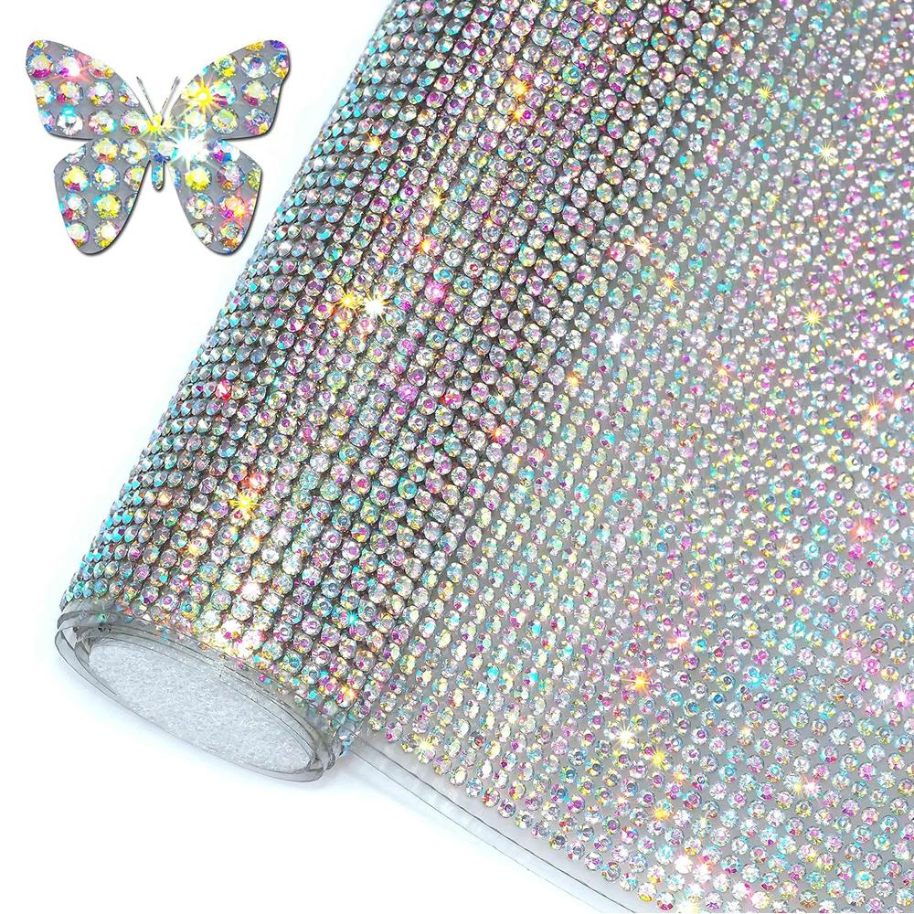 Bling Rhinestone Sticker DIY Car Decoration Stickers Self-Adhesive Hotfix Glitter Crystal Gem Sheet Sticker for Car&Craft Decor