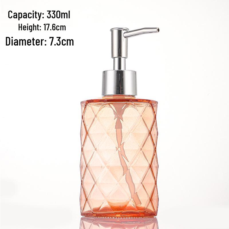 Colored Glass Press-Type Refillable Bottle for Lotion, Hand Soap, Shampoo, or Shower Gel