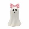 Ceramic Halloween Ghost Figurine with Pink Bow 11x10.8x16.6