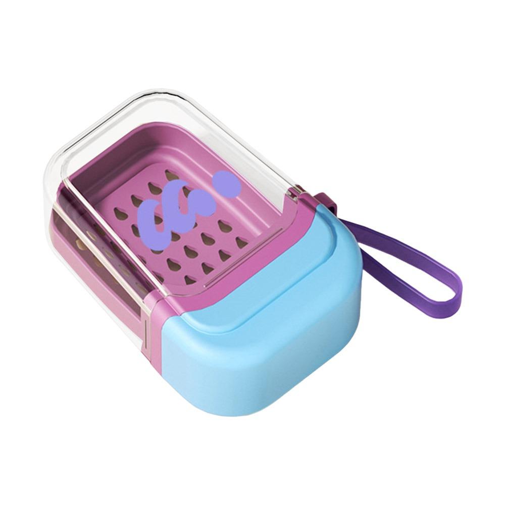 

with Locking Buckle Dopamine Soap Box Plastic Soap Holder Cartoon Sealed Soap Rack Travel Blue purple