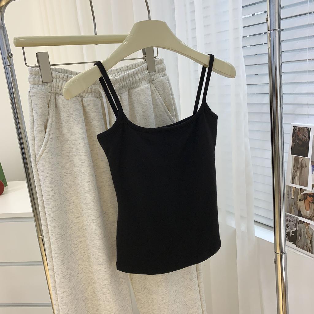 Camisole Vest for Women with Chest Cushion As The Base Fixed One-piece Cup Underwear