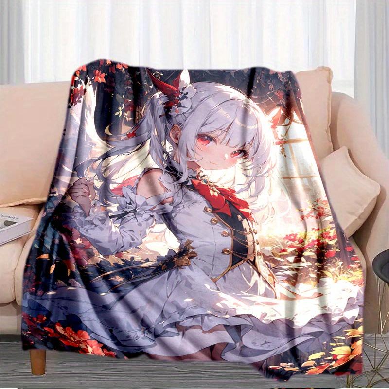 1pc Anime Character Flannel Fleece Throw Blanket - Contemporary Style, All-Season Cozy Sofa Bed Cover, Anti-Tear, Hand Wash