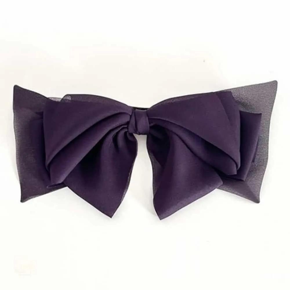 ASSHOP Purple Chiffon Double-Winged Lovely Hairpin Big Ribbon Pin