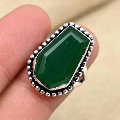 Green Onyx Solid 925 Sterling Silver Handmade Gemstone Ring Engagement Gift Jewelry