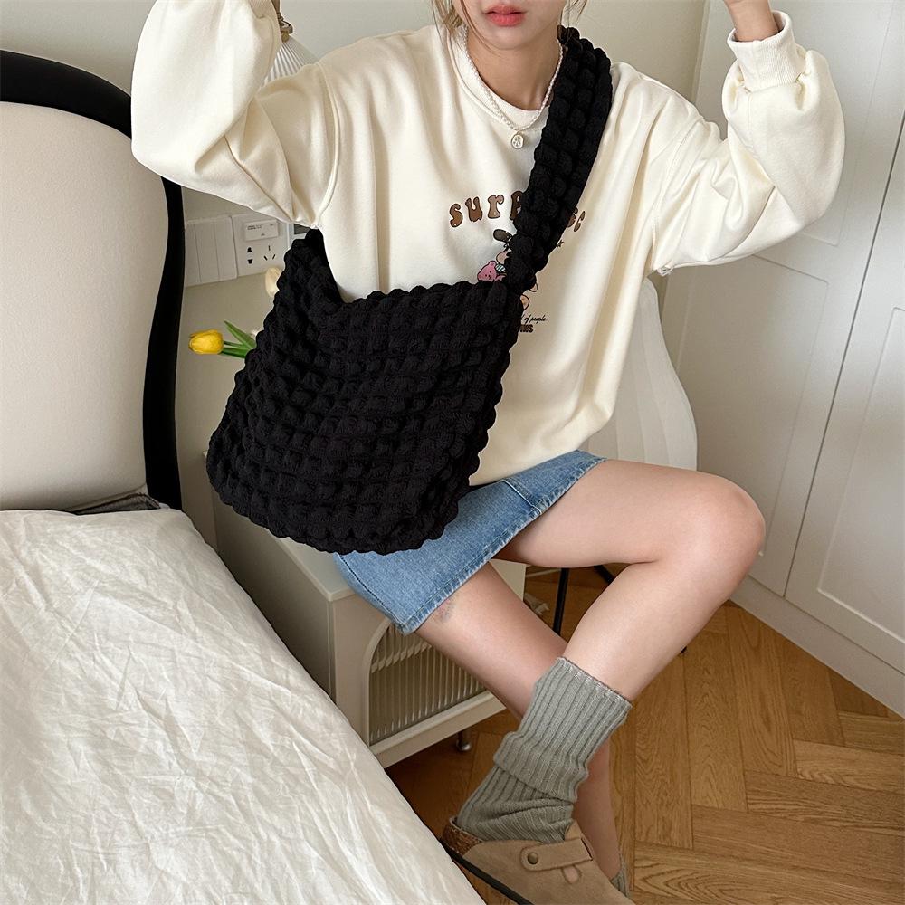 Bubble Pleated Large Capacity Crossbody Bag for Women - 2023 Canvas College Commuter Bag