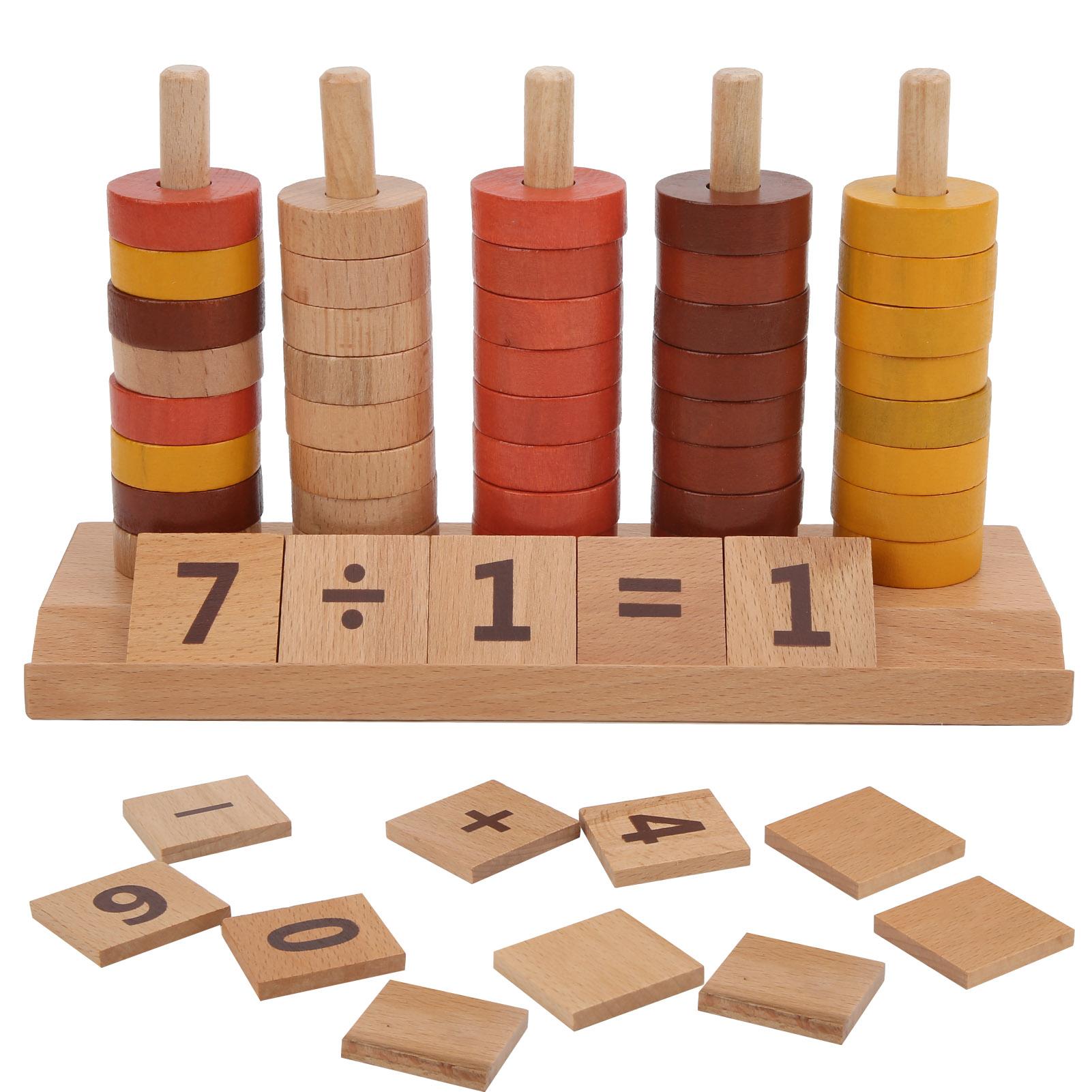 Children Wooden Blocks and Rings Stacking Toys Number Counting Learning Education Toy