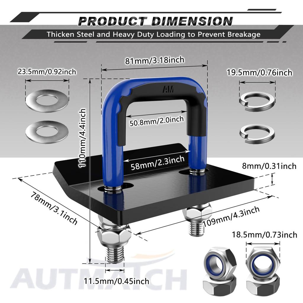 AUTMATCH Hitch Tightener Anti-Rattle Clamp, Heavy Duty Hitch Stabilizer for 1.5" and 2" Trailer