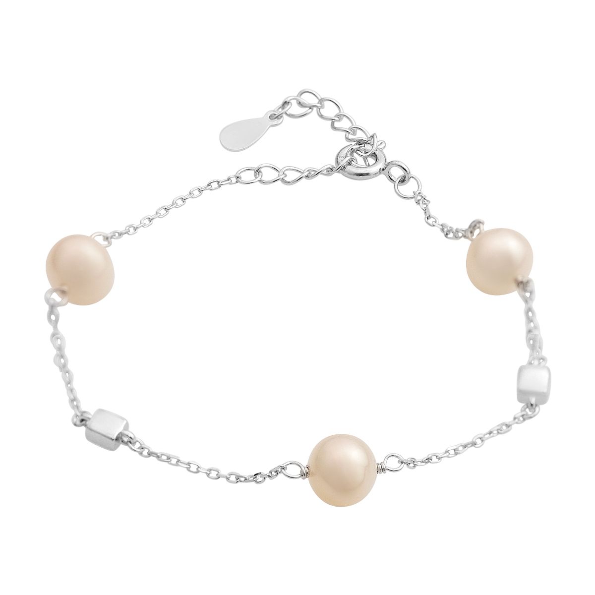 

Silver bracelet with natural pearls, product weight 3.61 g (2174967) 17-20cm білий