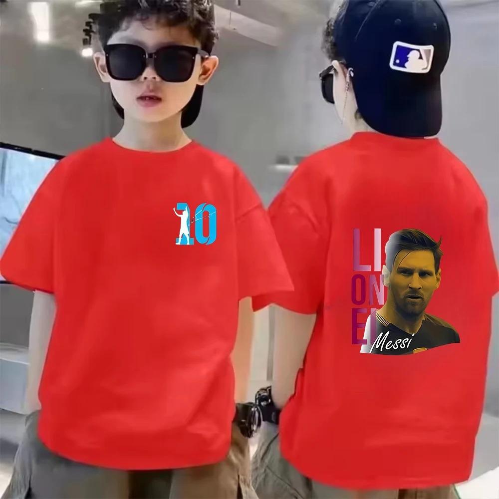 Sommer Kinder T-Shirt Kurzarm Messi Doppelseitiger Druck Lässig Mode Sport T-Shirt Top Kind Y2k Junge Mädchen Kleidung