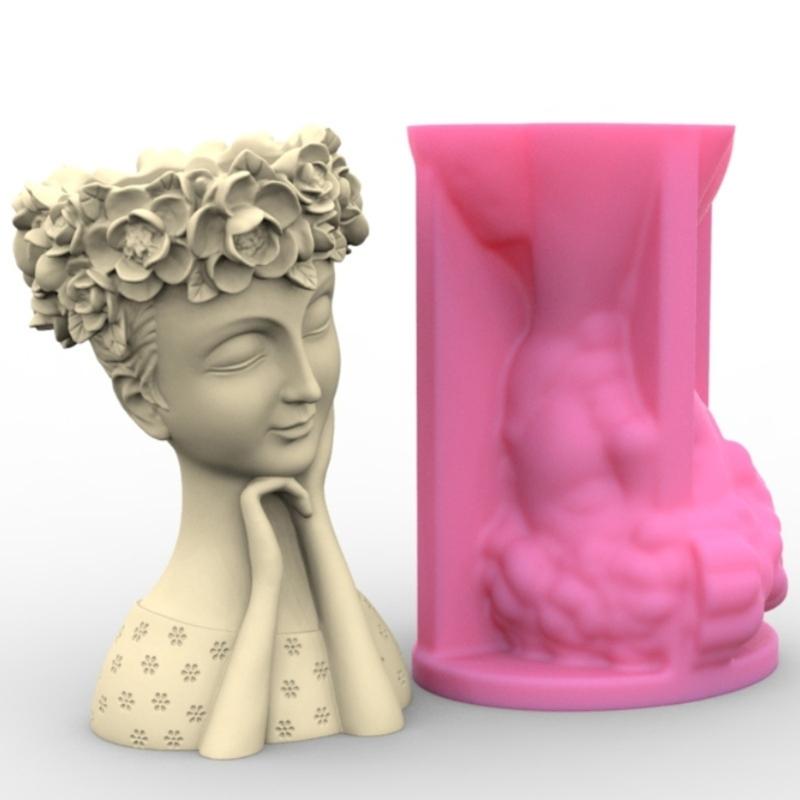 Planter Vase Mould Artistic Figure Cements Mold Silicone Material Suitable for DIY Hand-Making Succulent Plant Flowerpot