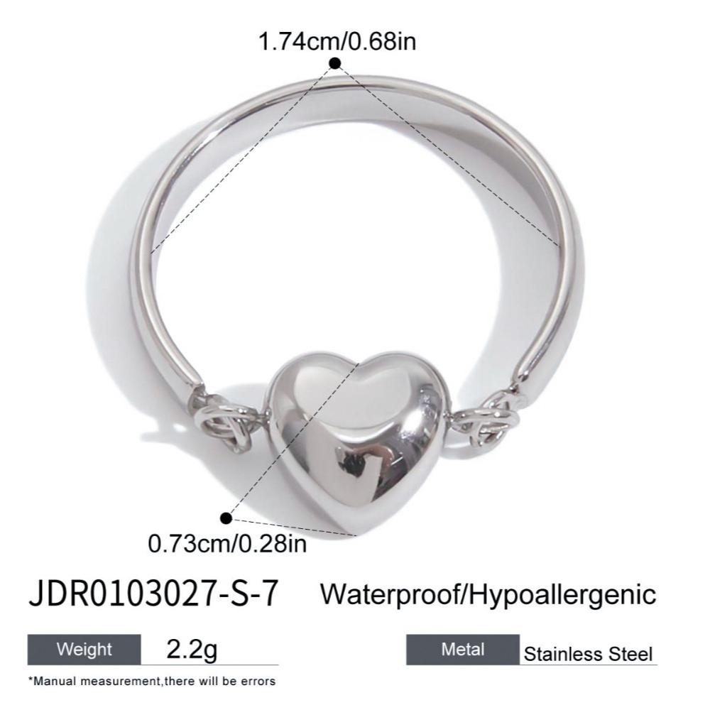 Fashion Creative Two Colors Stainless Steel Smooth Surface Heart-shaped Reversible Rings for Women Friend Simple Funny Jewelry