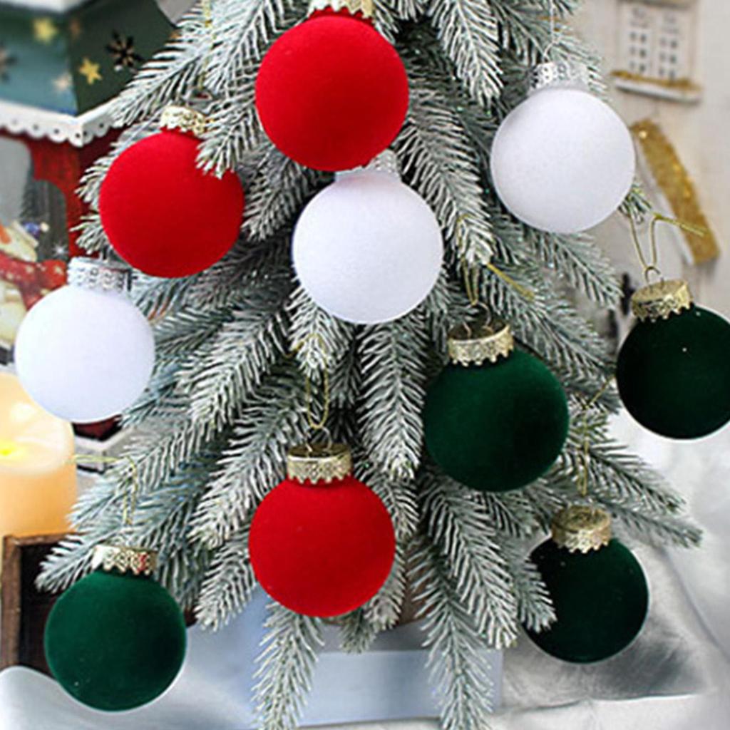 Christmas Tree Ornaments Hangable 9 Pieces Flocking Decor Decorative Tree Ornament For Holiday Home Wall Festival Fireplace